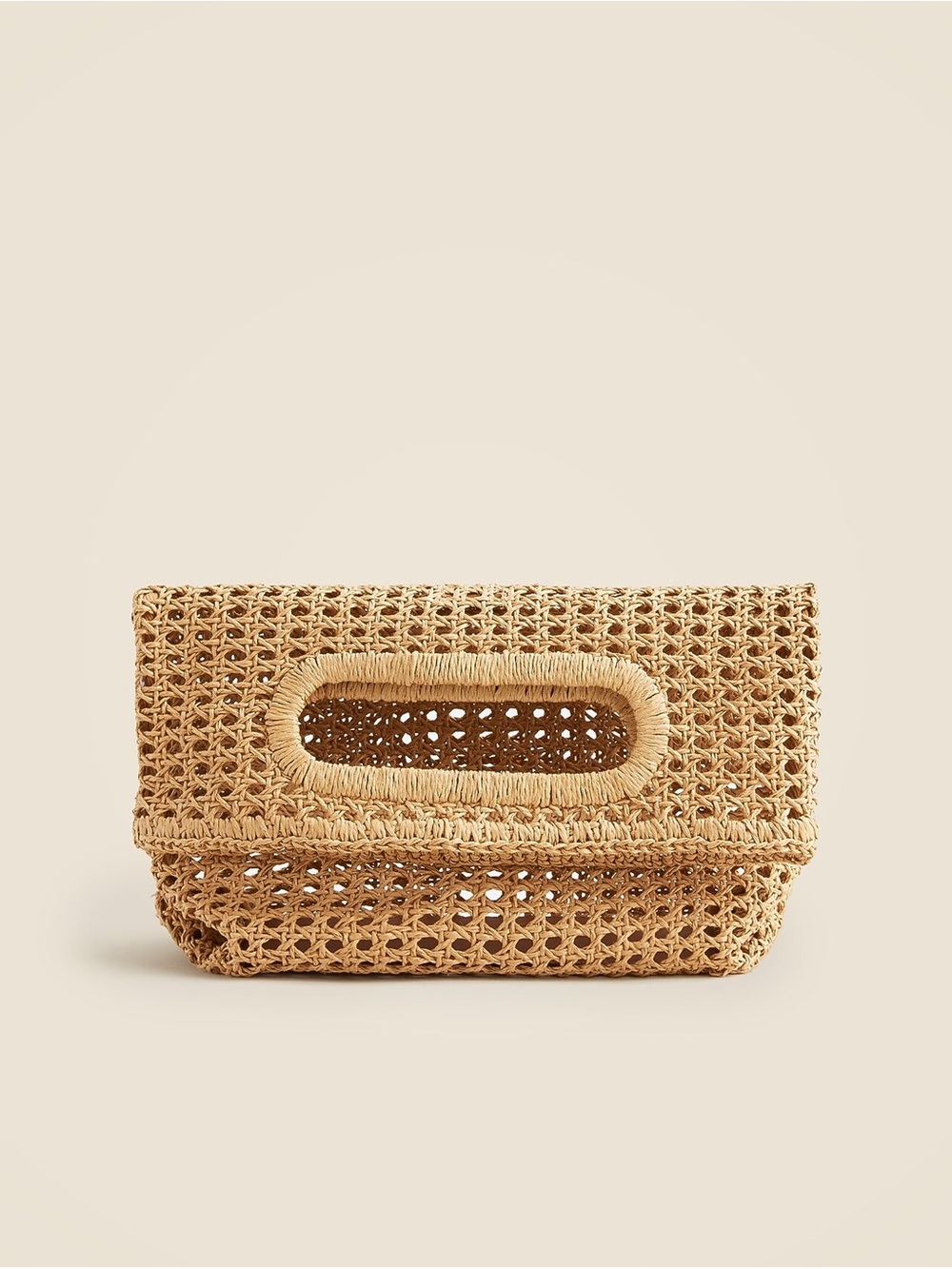 J. Crew Woven Straw Fold-Over Clutch in Natural - Picture 1 of 4
